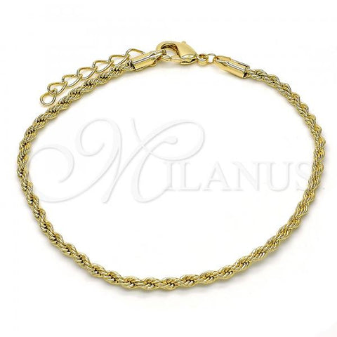 Oro Laminado Basic Bracelet, Gold Filled Style Rope Design, Polished, Golden Finish, 04.213.0105.08