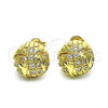 Oro Laminado Stud Earring, Gold Filled Style with White Micro Pave, Polished, Golden Finish, 02.193.0010