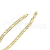 Oro Laminado Basic Necklace, Gold Filled Style Pave Figaro Design, Diamond Cutting Finish, Golden Finish, 5.223.034.30
