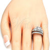 Rhodium Plated Wedding Ring, Duo Design, with White Cubic Zirconia, Polished, Rhodium Finish, 01.284.0038.1.09 (Size 9)
