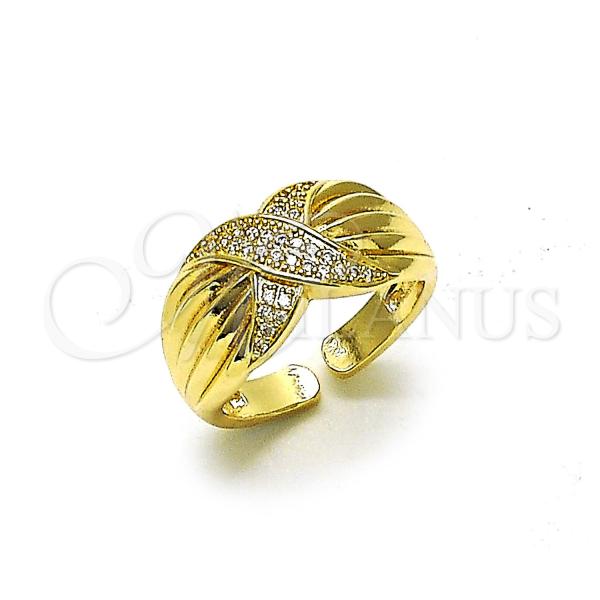 Oro Laminado Multi Stone Ring, Gold Filled Style with White Micro Pave, Polished, Golden Finish, 01.428.0001