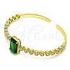 Oro Laminado Individual Bangle, Gold Filled Style with Green and White Cubic Zirconia, Polished, Golden Finish, 07.341.0039