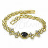 Oro Laminado Fancy Bracelet, Gold Filled Style with Black and White Cubic Zirconia, Polished, Golden Finish, 03.357.0013.3.07