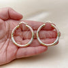Oro Laminado Medium Hoop, Gold Filled Style Hollow Design, Diamond Cutting Finish, Tricolor, 02.213.0813.40