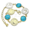Oro Laminado Charm Bracelet, Gold Filled Style with Turquoise Opal, Polished, Golden Finish, 03.331.0197.07