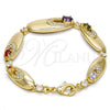 Oro Laminado Fancy Bracelet, Gold Filled Style with Multicolor Cubic Zirconia and White Crystal, Polished, Golden Finish, 03.59.0037.08