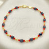 Oro Laminado Fancy Anklet, Gold Filled Style with Black Crystal, Polished, Golden Finish, 5.039.007.10