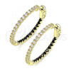 Oro Laminado Huggie Hoop, Gold Filled Style with Black and White Cubic Zirconia, Polished, Golden Finish, 02.156.0567.2.30