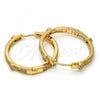 Oro Laminado Huggie Hoop, Gold Filled Style Flower Design, with White Micro Pave, Polished, Golden Finish, 02.213.0010.30