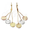 Oro Laminado Long Earring, Gold Filled Style Matte Finish, Tricolor, 5.084.020