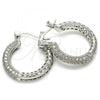 Rhodium Plated Small Hoop, with White Micro Pave, Polished, Rhodium Finish, 02.264.0031.5.20