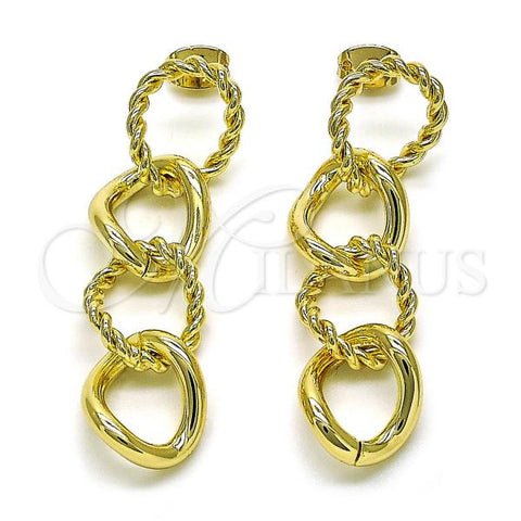 Oro Laminado Long Earring, Gold Filled Style Polished, Golden Finish, 02.213.0652