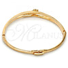 Oro Laminado Individual Bangle, Gold Filled Style Flower Design, with White Crystal, Polished, Golden Finish, 07.171.0032.04 (07 MM Thickness, Size 5 - 2.50 Diameter)