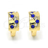 Oro Laminado Huggie Hoop, Gold Filled Style with Sapphire Blue and White Crystal, Polished, Golden Finish, 02.165.0129.5