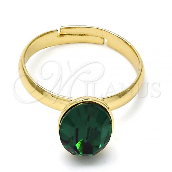 Oro Laminado Multi Stone Ring, Gold Filled Style with Emerald Swarovski Crystals, Polished, Golden Finish, 01.239.0004.6 (One size fits all)