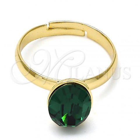 Oro Laminado Multi Stone Ring, Gold Filled Style with Emerald Swarovski Crystals, Polished, Golden Finish, 01.239.0004.6 (One size fits all)