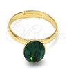 Oro Laminado Multi Stone Ring, Gold Filled Style with Emerald Swarovski Crystals, Polished, Golden Finish, 01.239.0004.6 (One size fits all)