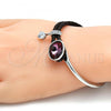 Rhodium Plated Individual Bangle, with Amethyst Swarovski Crystals and White Micro Pave, Polished, Rhodium Finish, 07.239.0001.4 (03 MM Thickness, One size fits all)