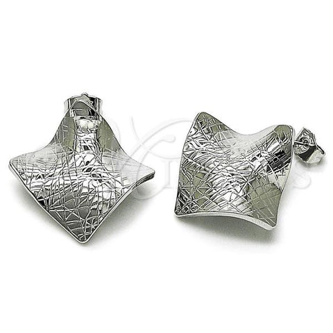 Rhodium Plated Stud Earring, Diamond Cutting Finish, Rhodium Finish, 02.428.0007.1