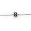 Rhodium Plated Pendant Necklace, Ball Design, Black Enamel Finish, Rhodium Finish, 04.313.0004.18