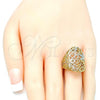 Oro Laminado Elegant Ring, Gold Filled Style Flower Design, Polished, Tricolor, 01.100.0012.07 (Size 7)