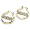 Oro Laminado Small Hoop, Gold Filled Style with White Crystal, Polished, Golden Finish, 02.122.0097.25