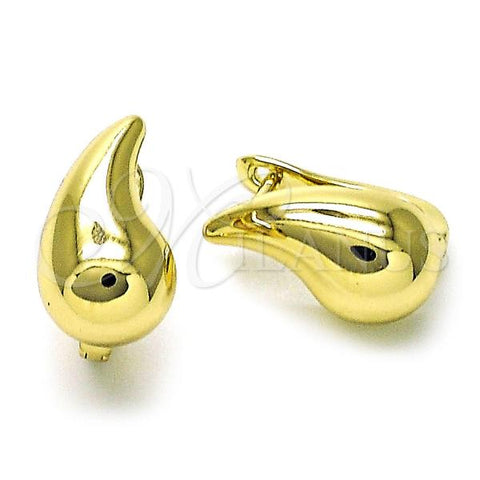 Oro Laminado Huggie Hoop, Gold Filled Style Teardrop Design, Polished, Golden Finish, 02.213.0714.14