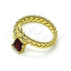 Oro Laminado Multi Stone Ring, Gold Filled Style with Garnet Cubic Zirconia, Polished, Golden Finish, 01.213.0018.1