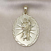 Oro Laminado Religious Pendant, Gold Filled Style San Judas Design, Diamond Cutting Finish, Golden Finish, 05.213.0163