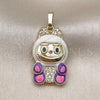Oro Laminado Fancy Pendant, Gold Filled Style with White Cubic Zirconia, White Enamel Finish, Golden Finish, 05.284.0023.2