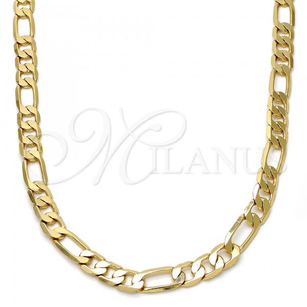 Gold Tone Basic Necklace, Figaro Design, Polished, Golden Finish, 04.242.0018.28GT