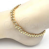 Oro Laminado Fancy Anklet, Gold Filled Style Leaf Design, Polished, Golden Finish, 03.210.0027.10