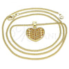 Oro Laminado Pendant Necklace, Gold Filled Style Heart Design, with Garnet Micro Pave, Polished, Golden Finish, 04.156.0336.2.20