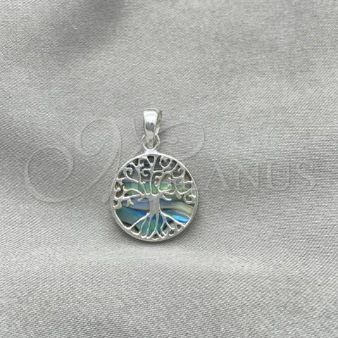 Sterling Silver Fancy Pendant, Tree Design, with Volcano Opal, Polished, Silver Finish, 05.410.0004.2