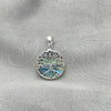 Sterling Silver Fancy Pendant, Tree Design, with Volcano Opal, Polished, Silver Finish, 05.410.0004.2