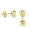 Oro Laminado Stud Earring, Gold Filled Style with White Cubic Zirconia, Polished, Golden Finish, 5.128.026