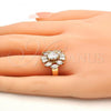 Oro Laminado Multi Stone Ring, Gold Filled Style with White Cubic Zirconia, Polished, Golden Finish, 01.210.0050.08 (Size 8)