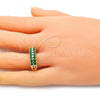 Oro Laminado Multi Stone Ring, Gold Filled Style with Green Cubic Zirconia, Polished, Golden Finish, 01.346.0023.3.09