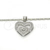 Rhodium Plated Pendant Necklace, Heart Design, with White Micro Pave, Polished, Rhodium Finish, 04.156.0031.1.20