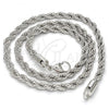 Rhodium Plated Basic Necklace, Rope Design, Polished, Rhodium Finish, 5.222.033.1.18
