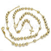 Oro Laminado Medium Rosary, Gold Filled Style Divino Niño and Crucifix Design, Polished, Golden Finish, 09.118.0014.24