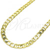 Oro Laminado Basic Necklace, Gold Filled Style Curb Design, Polished, Golden Finish, 5.222.002.28