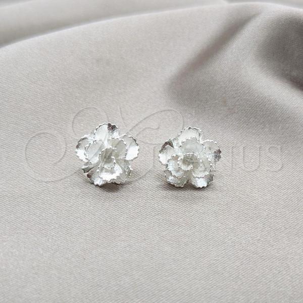 Sterling Silver Stud Earring, Flower Design, Polished, Silver Finish, 02.409.0033