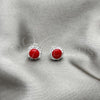 Sterling Silver Stud Earring, with White Cubic Zirconia and Orange Red Pearl, Polished, Silver Finish, 02.399.0036.1