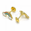 Oro Laminado Stud Earring, Gold Filled Style Polished, Golden Finish, 02.09.0184