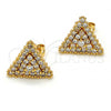 Oro Laminado Stud Earring, Gold Filled Style with White Cubic Zirconia, Polished, Golden Finish, 02.213.0052