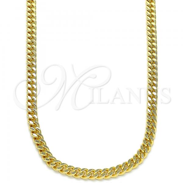 Oro Laminado Basic Necklace, Gold Filled Style Miami Cuban Design, Polished, Golden Finish, 04.63.1360.22
