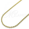 Oro Laminado Basic Necklace, Gold Filled Style Rope Design, Polished, Golden Finish, 5.222.035.22