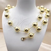 Oro Laminado Necklace and Bracelet, Gold Filled Style Ball and Hollow Design, Polished, Golden Finish, 06.341.0013