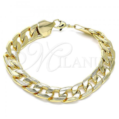 Oro Laminado Basic Bracelet, Gold Filled Style Curb Design, Polished, Golden Finish, 03.331.0125.09